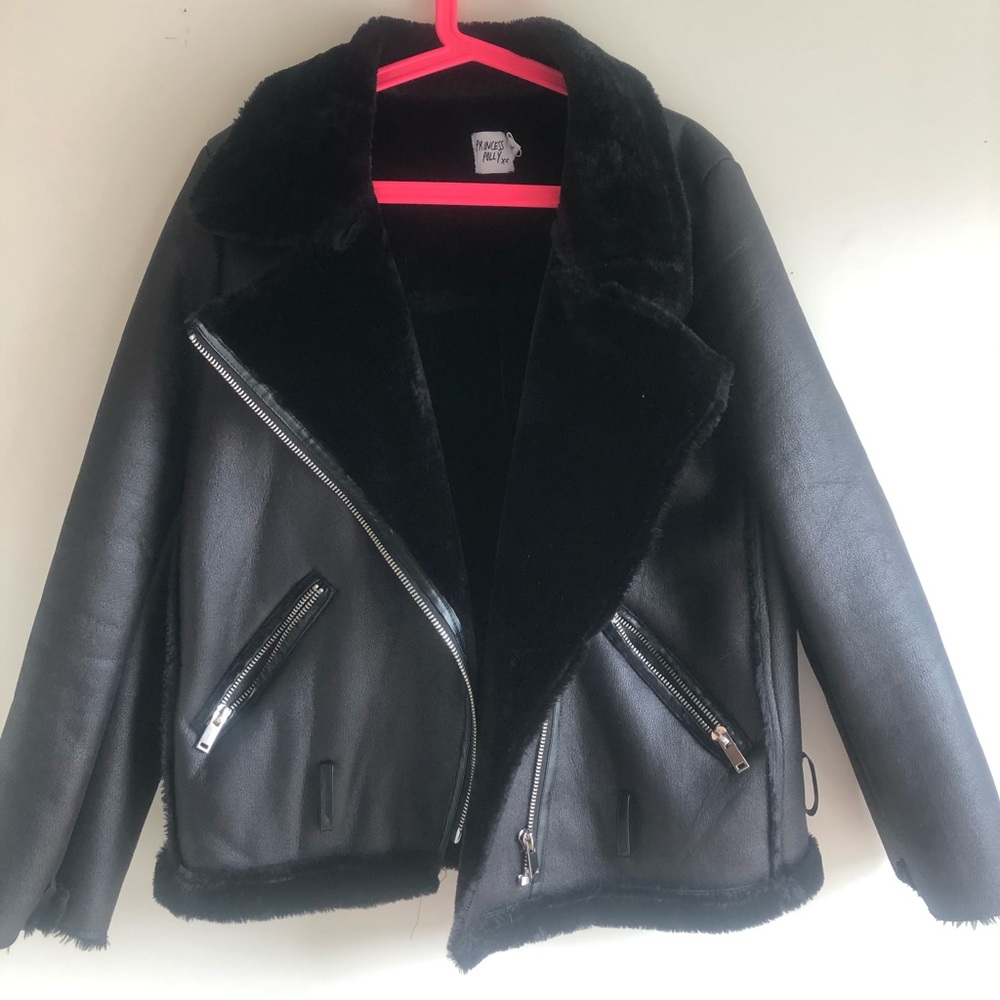faux leather jacket from Princess Polly.